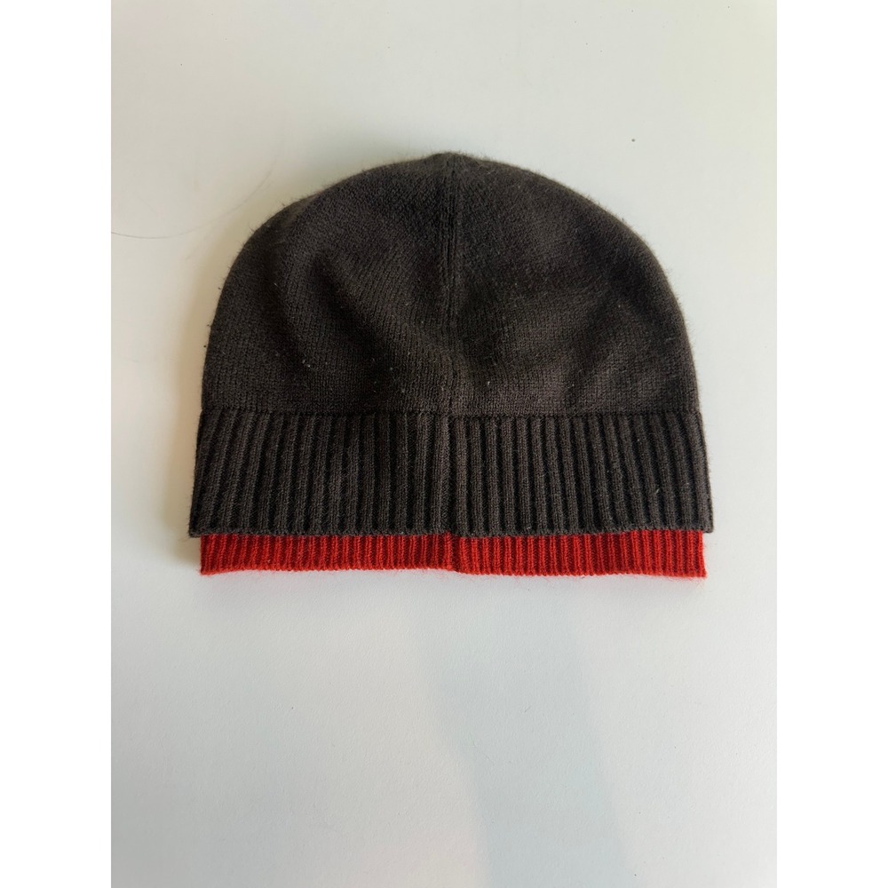 Banana Republic Reversible Beanie Hat Brown Red Ribbed Knit One Size